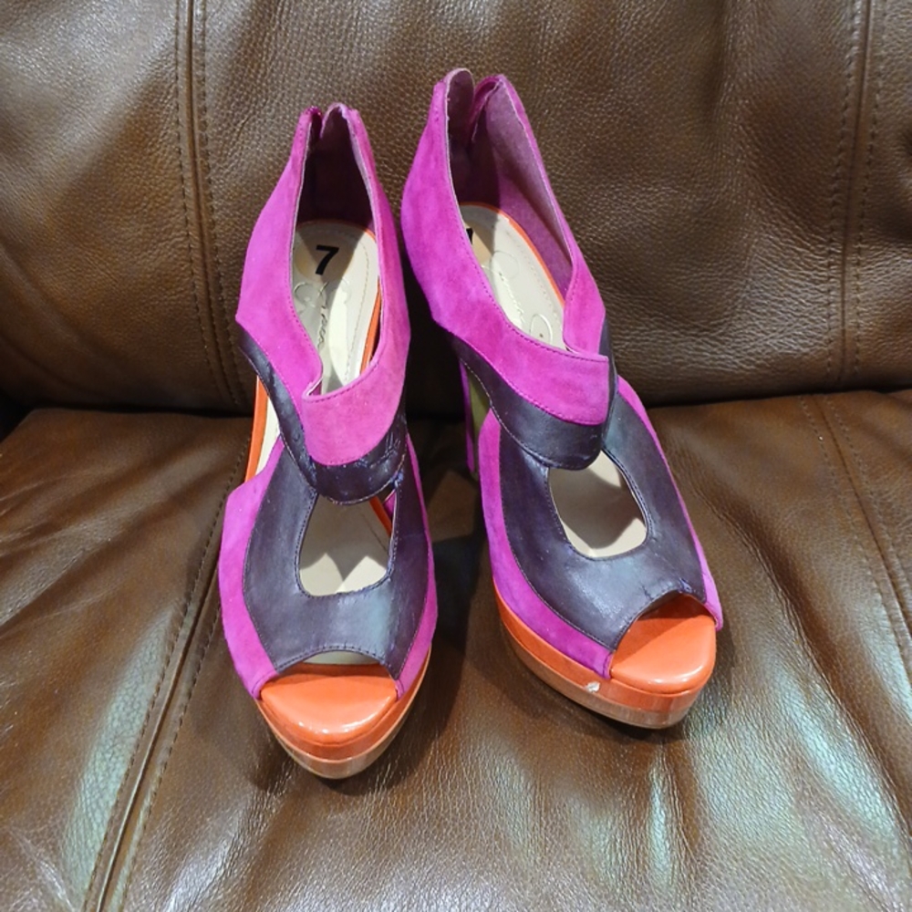 Jessica Simpson Purple and Pink Heels